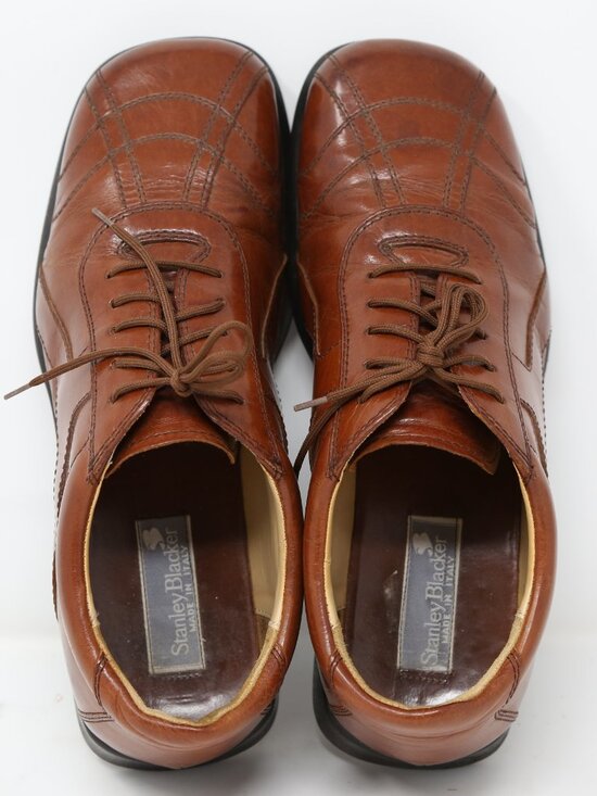 Stanley Blacker Vintage Men\'s Brown Leather Dress Shoes 8.5 M Italy Excellent main image 4